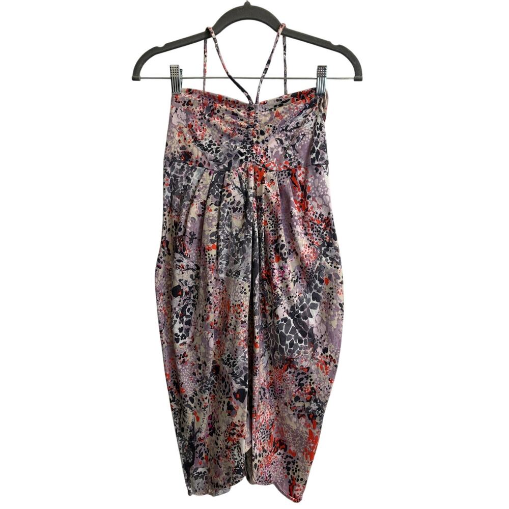 French Connection Size Small Abstract Print Mini Dress Halter Style Necktie